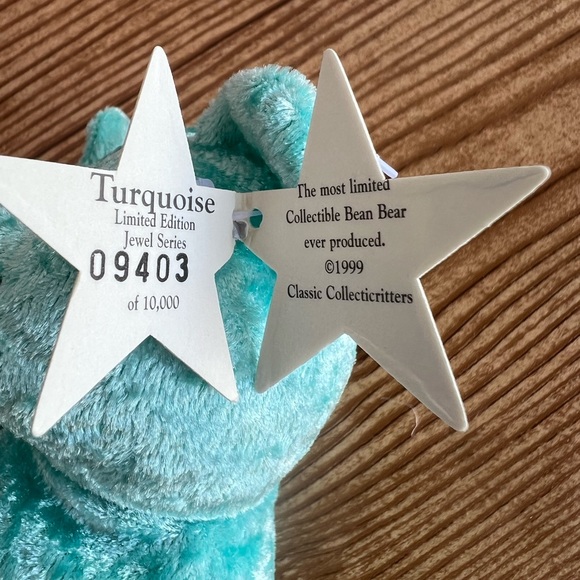 CLASSIC COLLECTICRITTERS - TURQUOISE - JEWEL SERIES - BEAR BEANIE BABY #09403 - Picture 3 of 6